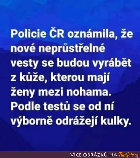 Policie ČR oznámila, že nové neprůstřelné