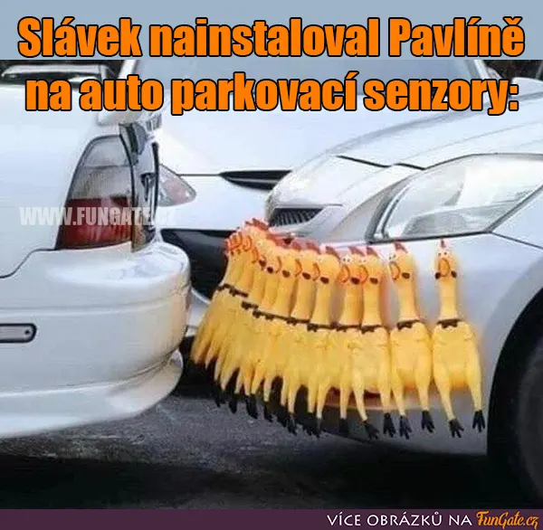 Slávek naistaloval Pavlíně na auto parkovací senzory: