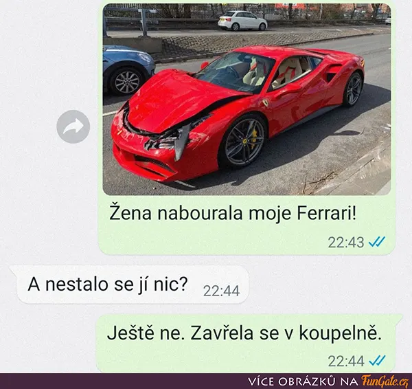 Žena nabourala moje Ferrari!