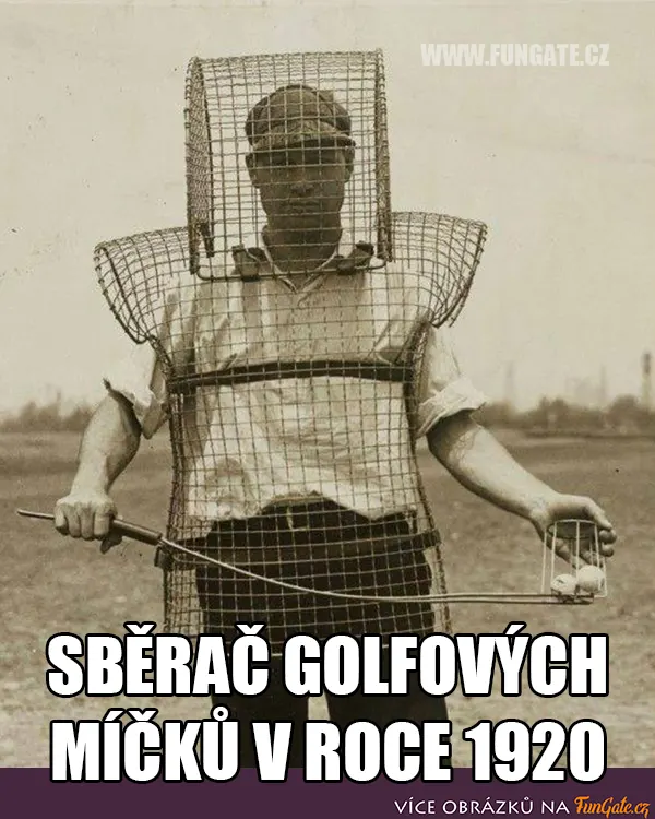 Sběrač golfových míčků v roce 1920