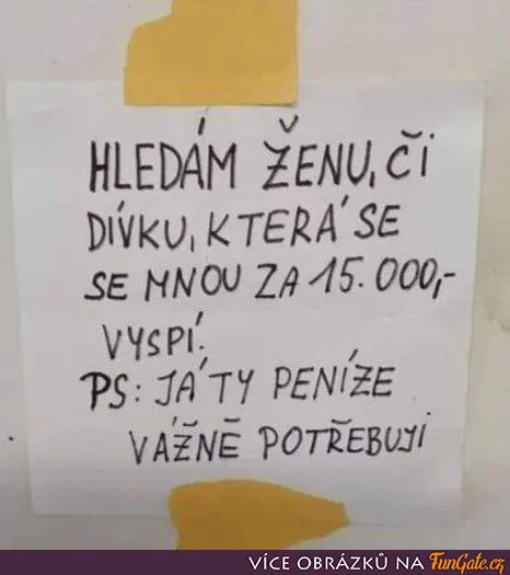 Hledám ženu, či dívku, která se