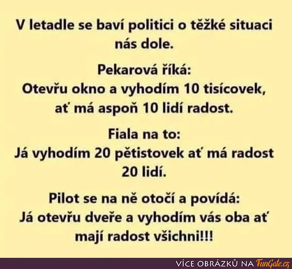 V letadle se baví politici o těžké situaci