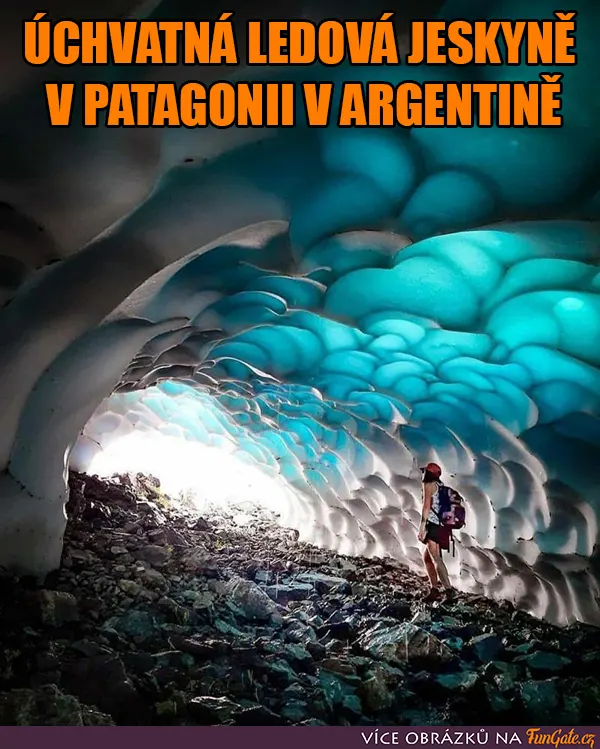 Úchvatná ledová jeskyně v Patagonii